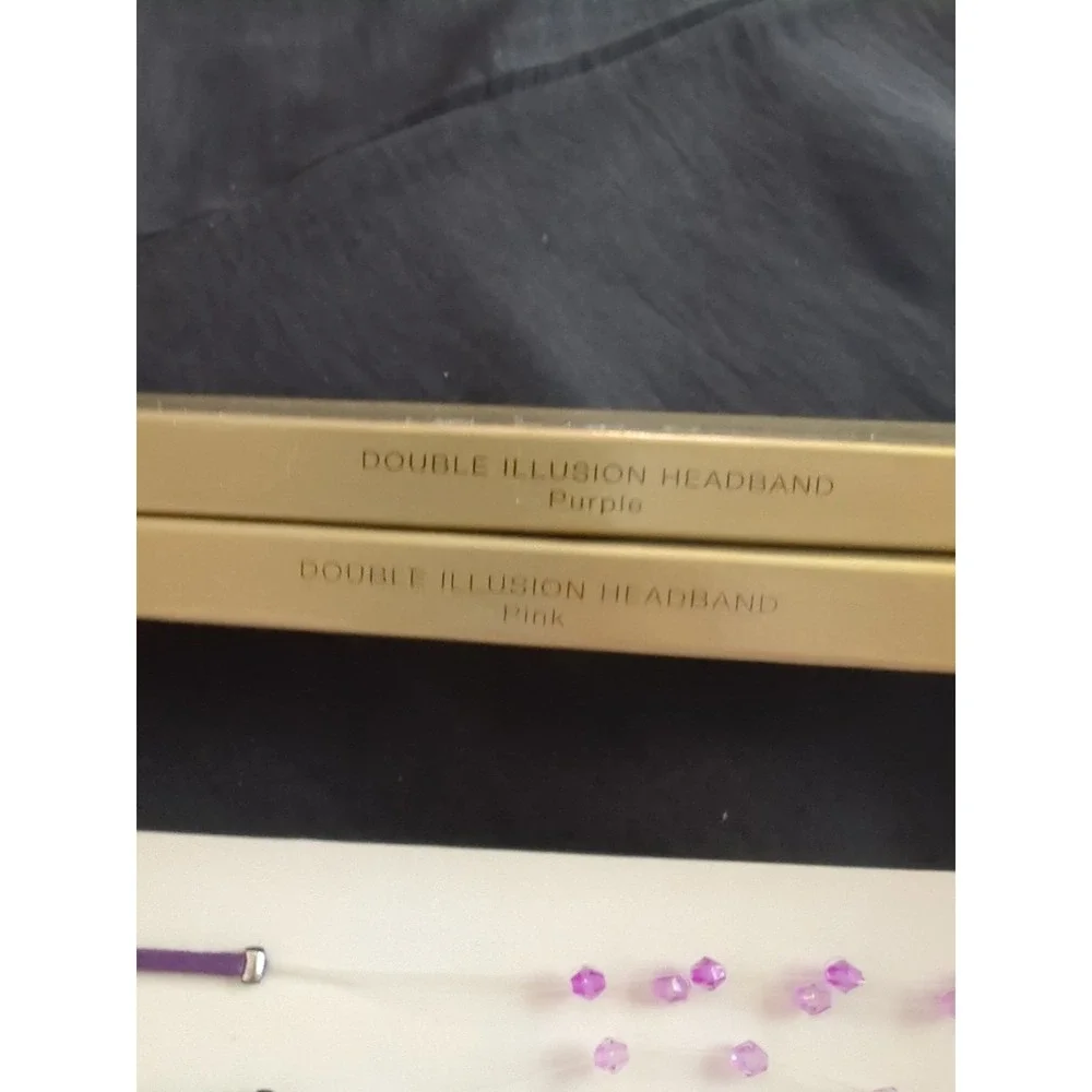Vintage Avon 2 Pack Double Illusion Head Bands In Pink‎ And Purple In Box